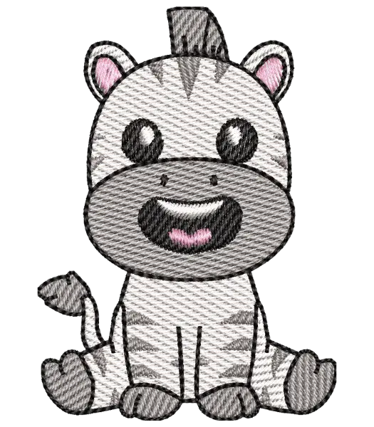 Matriz de Bordado Zebra Sentada Sorrindo